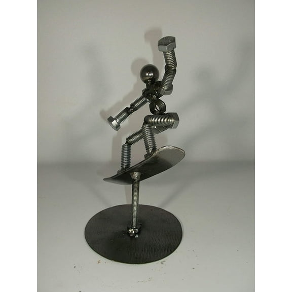 Snow Boarder Metal Bolt Figurine, Metal Bolt Figurine, Athlete, Upcycled Art