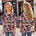 thumbnail image 3 of Girls Tie Dye T-Shirt Wine Loose Fit Brushstroke Print Soft Stretchy Short Sleeve Tee for Ages 6-14,Size 10 T, 3 of 9