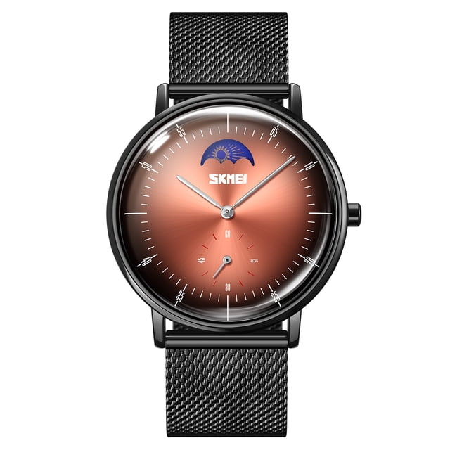 SKMEI 9245 Reloj elegante de vestir para hombre con fase lunar grande