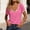 Pink, variant on Olyvenn Women's Gold Trim V-Neck Short Sleeve Top, Solid Color with Metallic Trim, Casual Loose Fit, Everyday Fashion T-Shirt for Ladies Black M