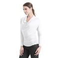 thumbnail image 2 of WT1381 Womens Cowl Neck Long Sleeve Drape Top With Side Shrring L White, 2 of 3