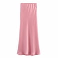 thumbnail image 2 of Black and Friday Deals 50% off clear! Aloohaidyvio Womens Solid Color Sexy Half-body Skirt, Summer Ice Silk High Waist Hip Long Skirt, 2 of 6