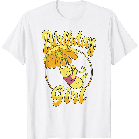 Winnie The Pooh Birthday Girl Floral Unisex Softstyle T-Shirt for Men Women Kids