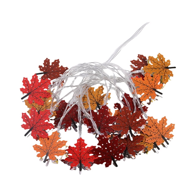 Decoraciones Del Árbol de Navidad Led Five-Color Arce Leaf Light String,Usb Powered White Warm Thanksgiving Party Light 63In,Luces Del Árbol de Navidad