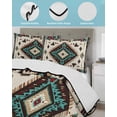 thumbnail image 4 of Quilts Twin XL Size, Red Teal Brown Southwestern Soft Comforter Bedding Set for Bed, Ethnic Geometric Boho Retro Lightweight Quilted Bedspread with Pillow Cover(2 Pieces) for All Season, 68x98 Inch, 4 of 6