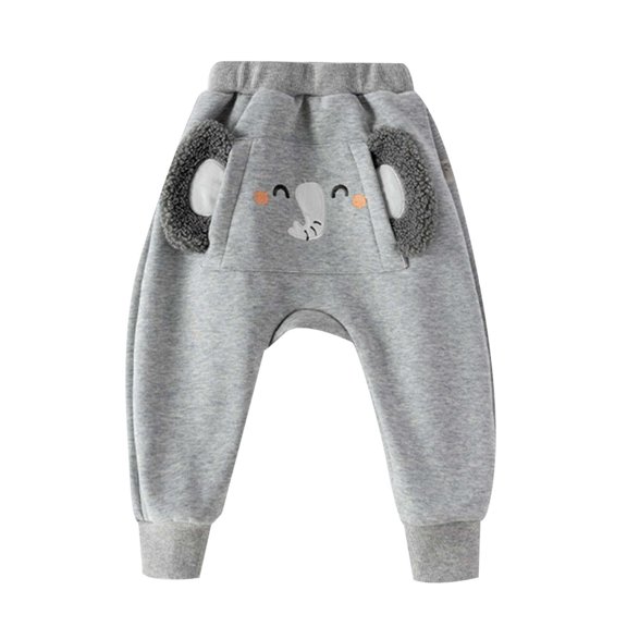 CUZIBR Baby To Toddler Cartoon Print Cotton Long Pants With Ears Cute Small Animal Kids Pants Classic Dailywear For Child