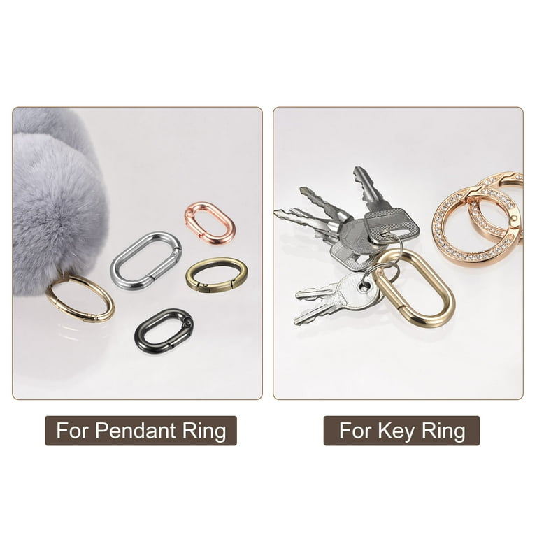 18PCS Spring Oval Ring Clasps - 3 Sizes Silver Keychain Carabiner Clips