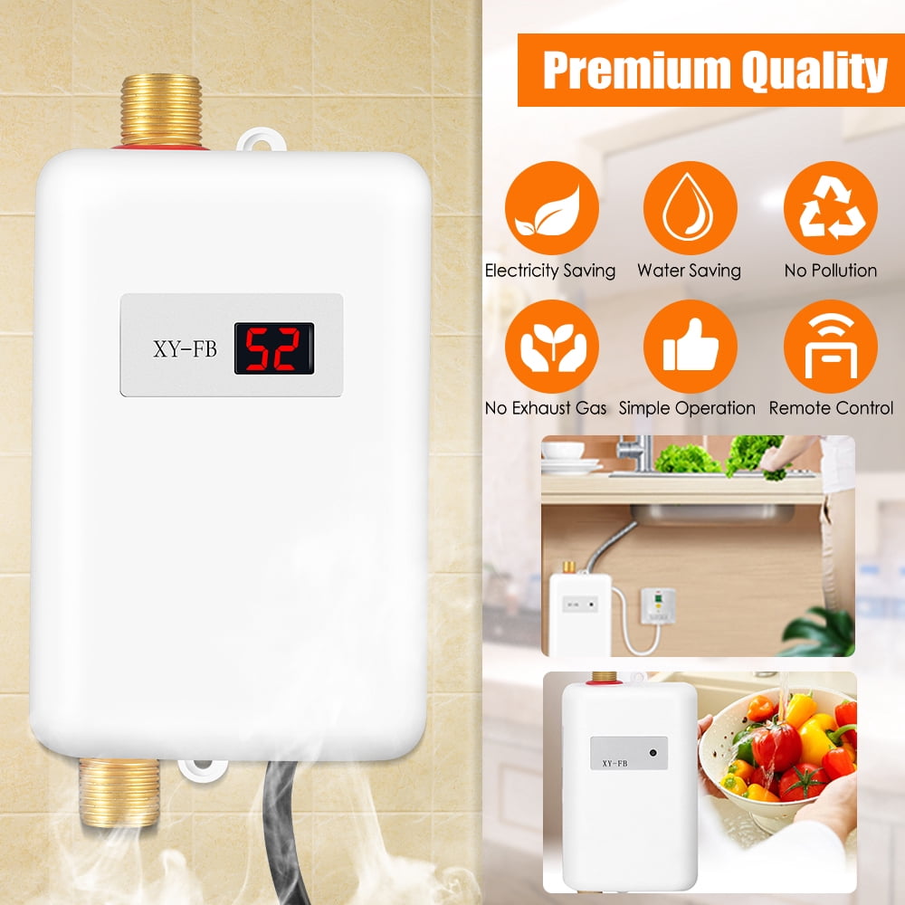 GPEH 3000W Instant Hot Water Heater Electric Tankless On Demand House Shower Sink NEW