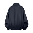 thumbnail image 4 of Solid Color Raglan Sleeves With Elastic Closure Men's Versatile Stand Up Collar Jacket For Daily Use Dark Blue XXL, 4 of 7