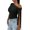 Black, variant on Women'S Ruched One Off the Shoulder Tank Tops Asymmetrical Neck Tie Shoulder Going Out Top Black XS