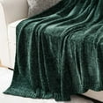 thumbnail image 3 of Battilo Dark Green Throw Blanket,Chenille Knit Throws for Couch Bed,Housewarming Gifts,51"x 67", 3 of 8