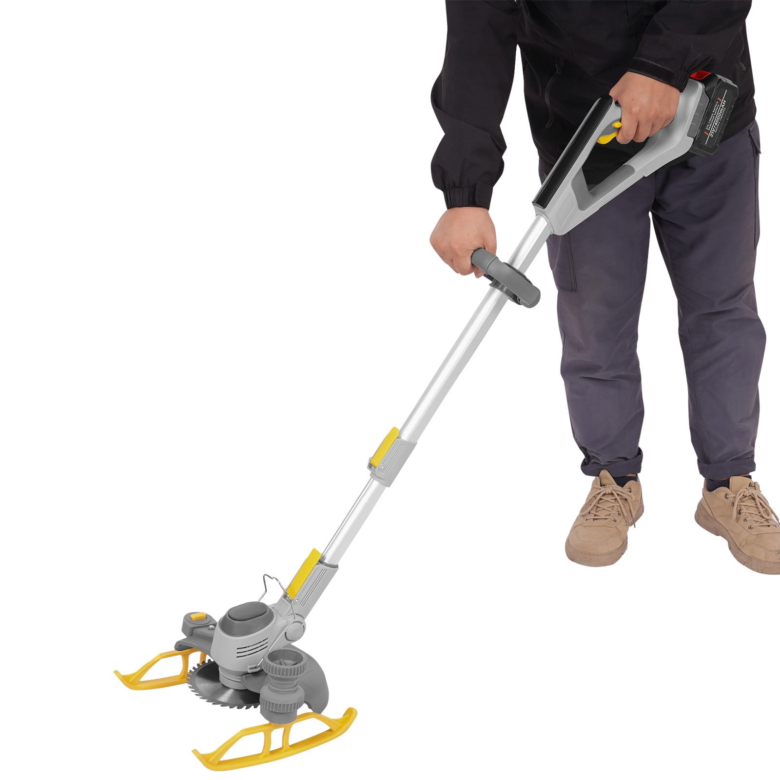 600W Electric Weed Trimmer, String Trimmer with Battery Indicator, Handheld Lawn Mower, Adjustable Ergonomic Handle, for Garden & Yard