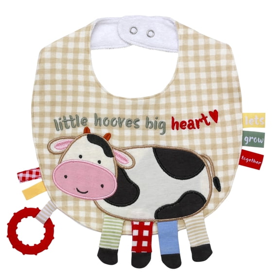 Baby Starters Touch and Play Activity Bib, Cow Applique