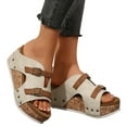 thumbnail image 5 of IUJSOY Womens Sandals Cork Footbed Slippers Open Toe Platform Wedge Sandals Casual Slip on Shoes, 5 of 8