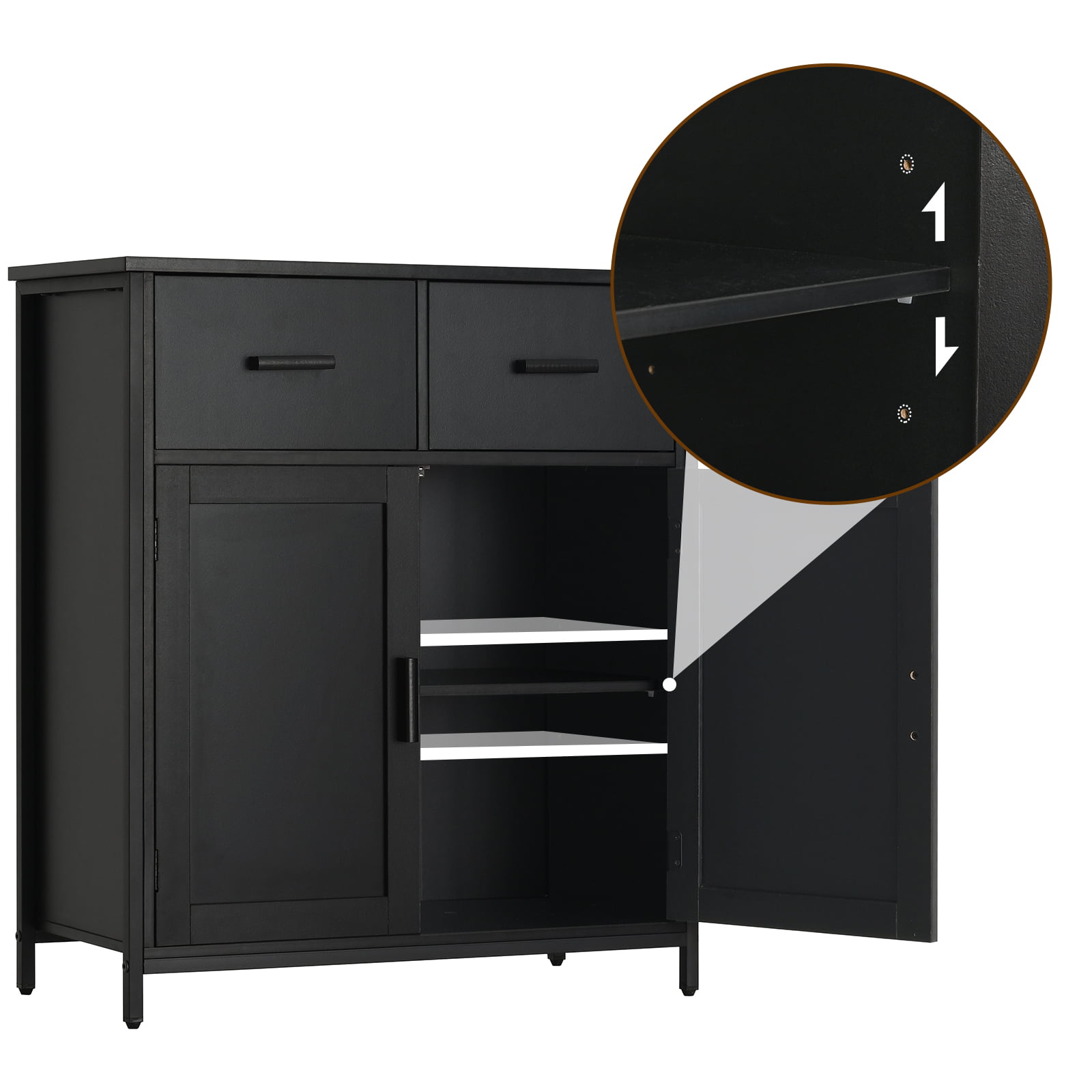 Sideboard, Storage Room with Two Doors, Kitchen Cabinet, Cupboard,  Industrial Design, Steel Frame, Vintage Brown Black - AliExpress