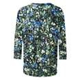 thumbnail image 4 of 3/4 Length Sleeve Womens Tops Color Block Print Crew Neck Shirts Loose Fit Going Out Tops Business Dressy Casual Tunic Blouses 2026 Summer Basic Tees Beach Vacation Outfits, 4 of 5