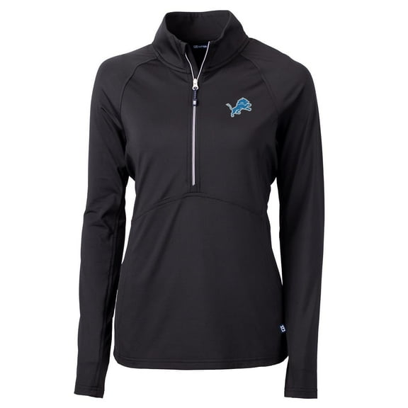 Women's Cutter & Buck Black Detroit Lions Adapt Eco Knit Half-Zip Pullover Jacket
