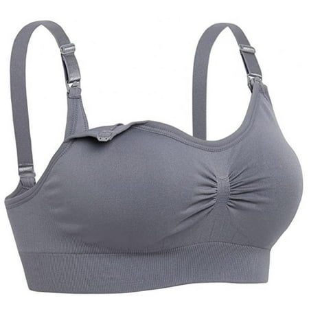 

Plus Size Padded Nursing Bra for Women Sleep Maternity Bralette for Breastfeeding M-4XL Gray