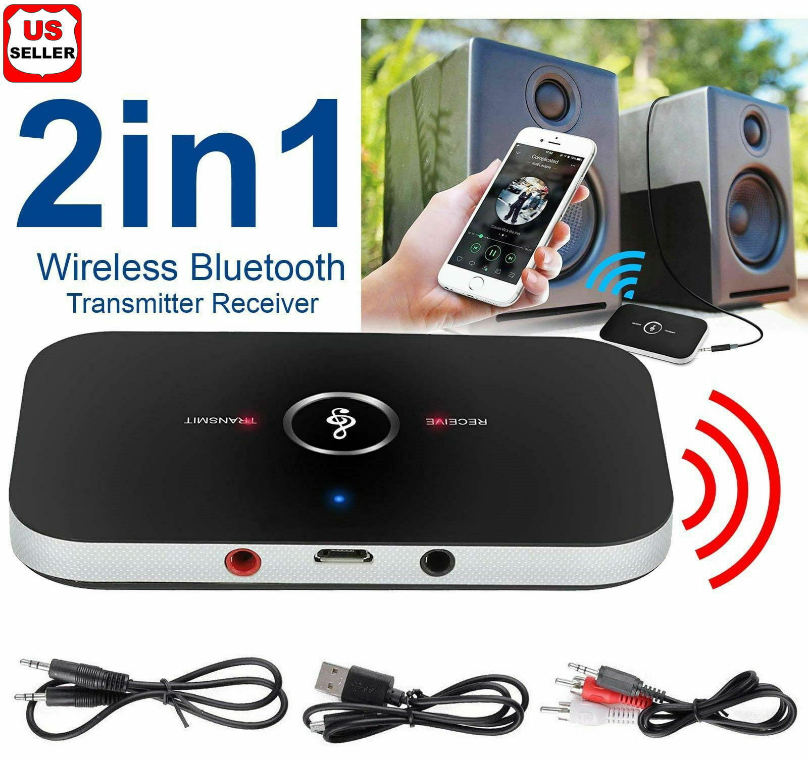 Bluetooth V4 Transmitter & Receiver Wireless A2DP Audio 3.5mm Jack Aux Adapter 