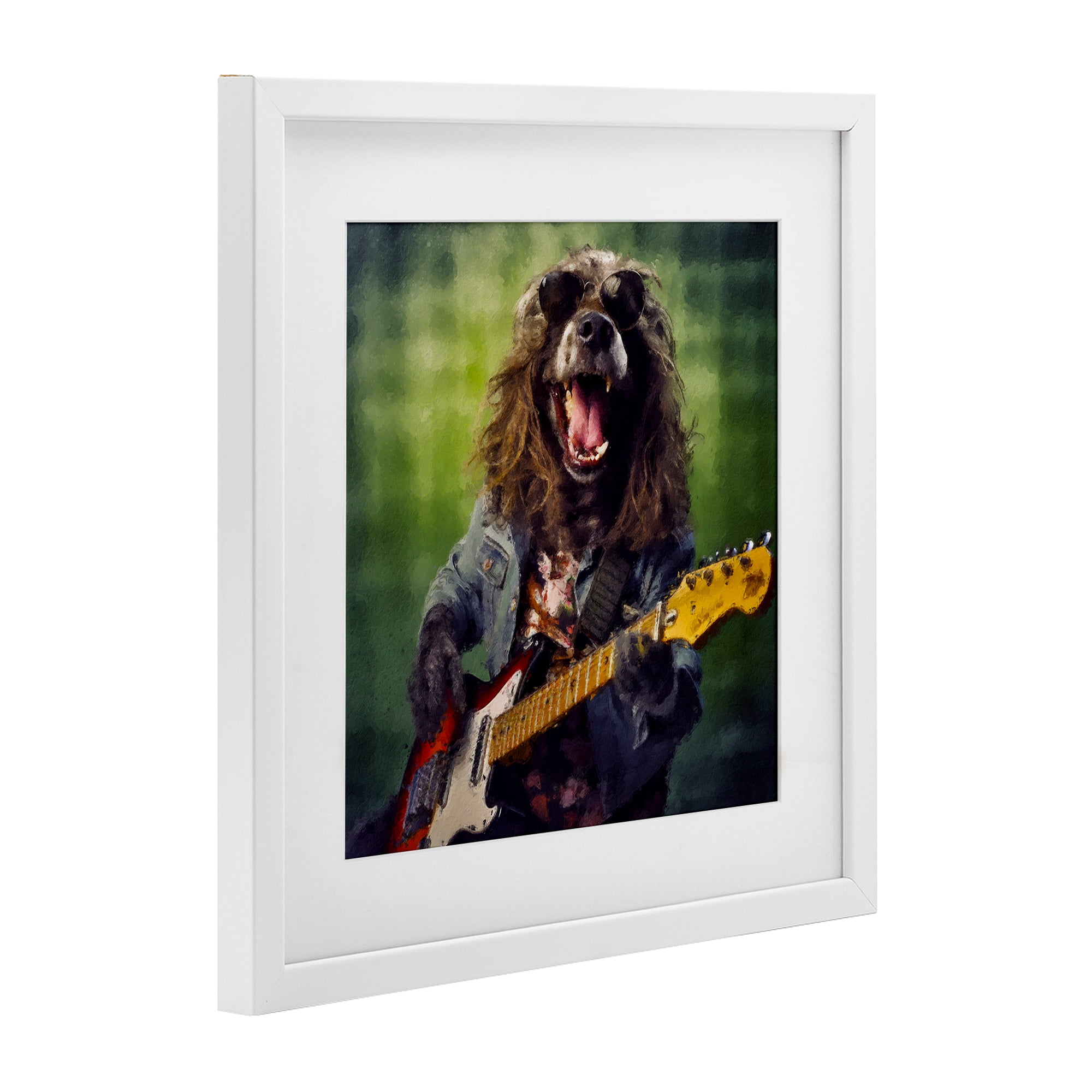 Musician Mutt Halen White Framed Print Under Glass, design by Sean Parnell
