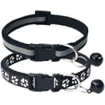 thumbnail image 1 of Paquete de 2 huellas y collar reflectante para gatos con cascabel Collar básico para perros y gatos Hebilla Collar ajustable de poliéster para perros y gatos o cinturones de seguridad Adepaton WMZL-635-1, 1 of 3