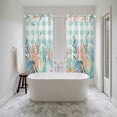 thumbnail image 4 of Summer Coastal Kitchen Curtain for Berdoom Living Room Cafe 72 Inch Length, Watercolor Corals Shells Starfish Green Plaid Tiers Curtains Light Filtering Drapes Window Treatment 2 Panels 52"Wx72"L, 4 of 8