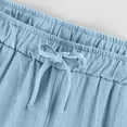 thumbnail image 4 of gbyLJF Women's Linen Pants Plus Size Wide Leg Pants Loose Drawstring High Waist Palazzo Trousers with Pockets Light Blue XL, 4 of 6