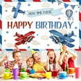 thumbnail image 5 of Airplane Cool Happy Birthday Backdrop Red Blue Airplane Boys Birthday Party Photography Background How Time Flies Happy Birthday Decorations Kids Portraits Banner Photo Studio Props, 5 of 5