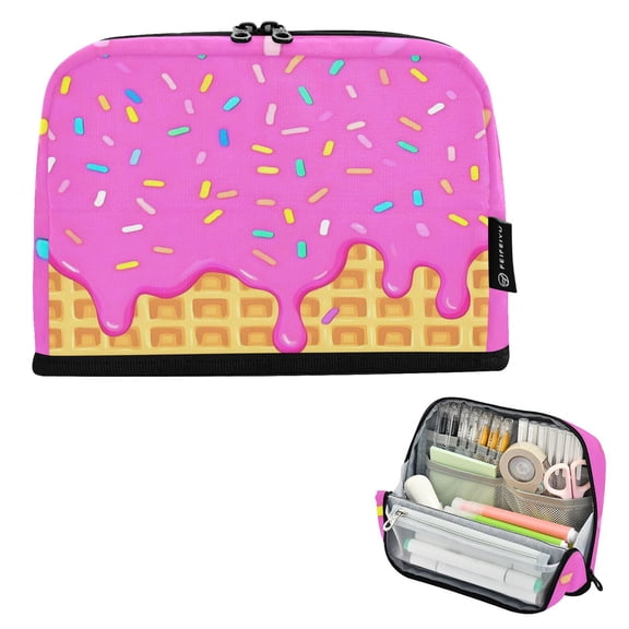 ALAZA Pink Ice Cream Pencil Case Pen Pouch Bag Large Capacity Organizer
