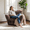 Brown, variant on iooHug Modern Upholstered Accent Chair with Lumbar Pillow, Chenille Fabric White Armchair, 23" Deep Seat Living Room Chair, Comfortable Lounge Chair for Bedroom, Apartment, Home Office