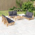 thumbnail image 1 of vidaXL 5 Piece Garden Lounge Set with Dark Grey Cushions Bamboo, 1 of 5