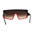 thumbnail image 4 of Womens 80s Flat Top Thick Plastic Shield Sunglasses Black Red Smoke, 4 of 4