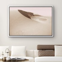 PixonSign Framed Canvas Print Wall Art Pastel Tan and Pink Sand Dunes Nature Desert Photography Modern Art Southwest Landscape Relax/Calm Ultra for Living Room, Bedroom, Office - 16"x24" White