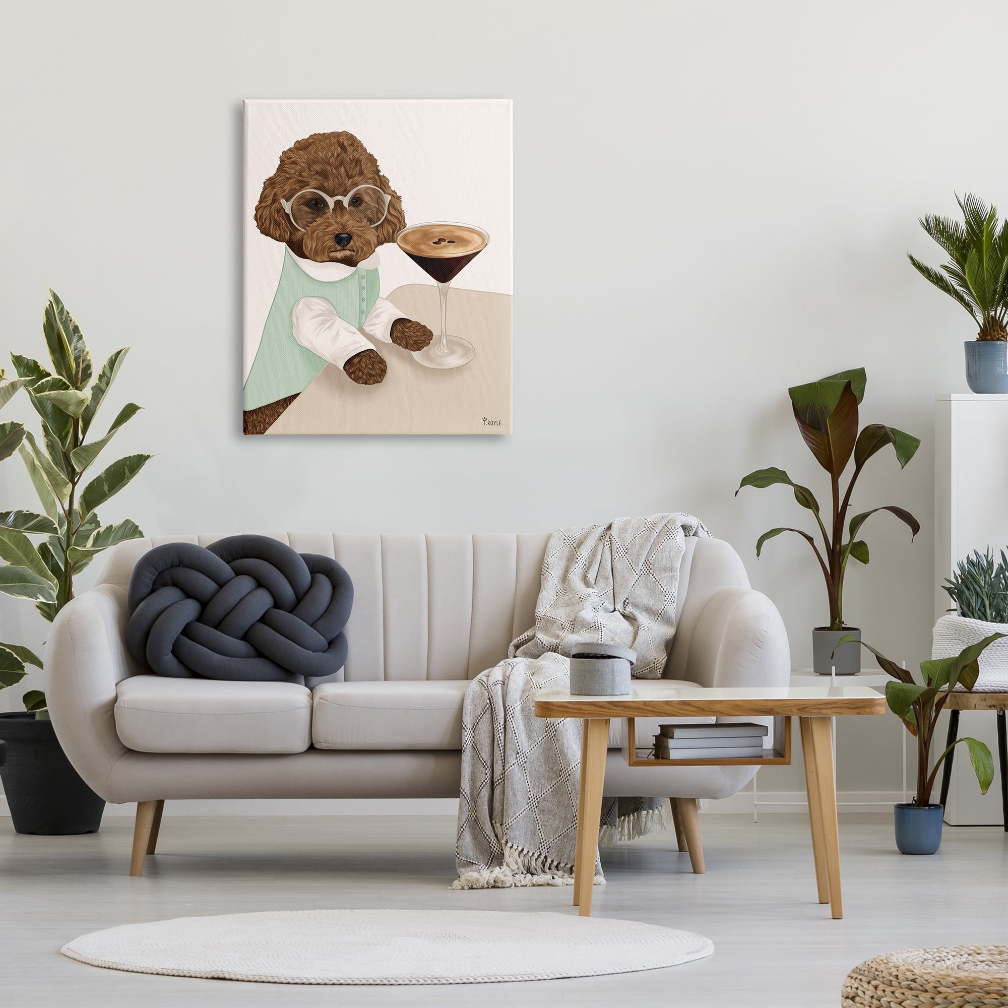 Stupell Industries Dog with Espresso Martini Animals & Insects Painting Gallery Wrapped Canvas Art Print Wall Art, 30 x 40