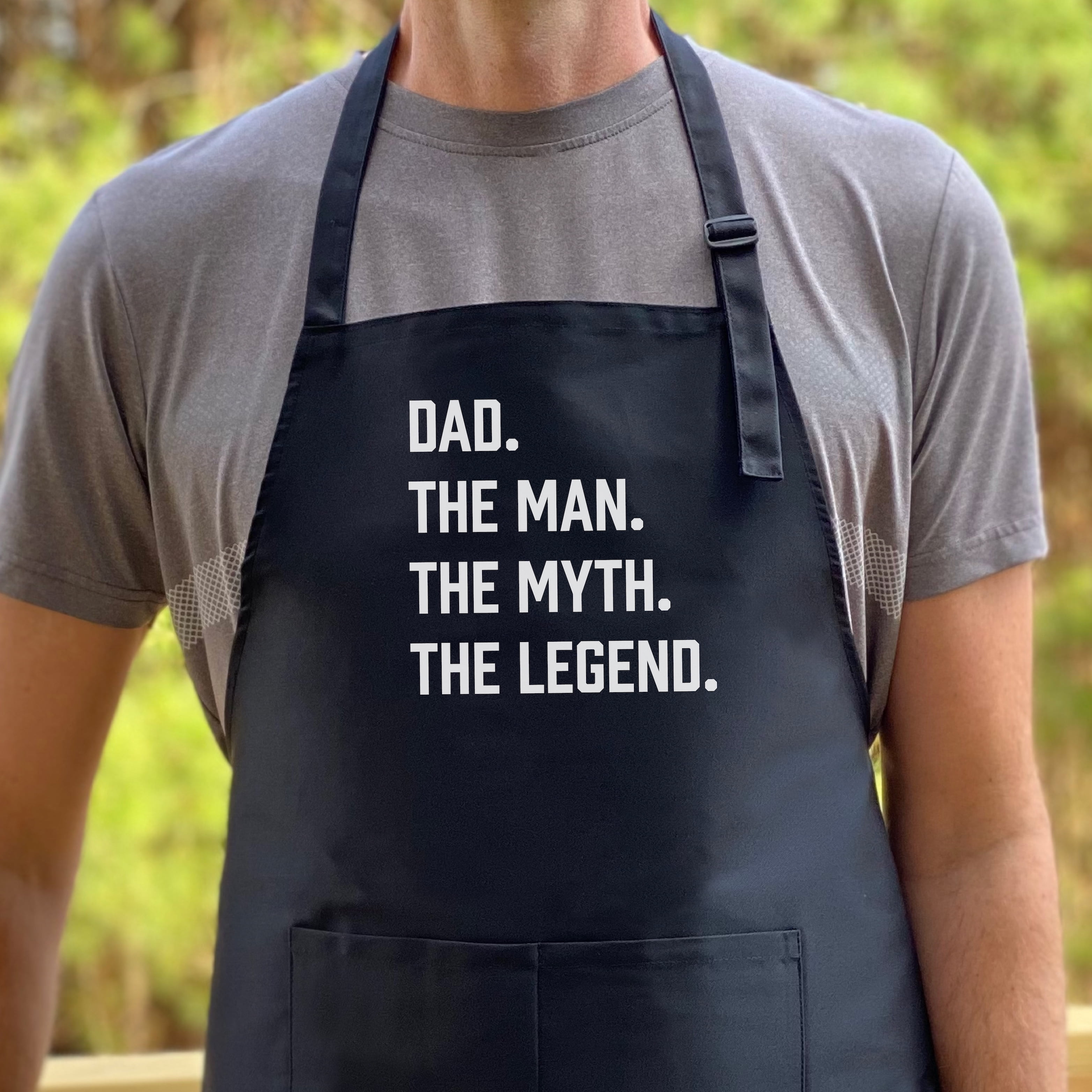 GuyAprons Dad The Man The Myth The Legend Apron, Funny Apron for Men, BBQ Grill Apron, Funny Apron for Dad
