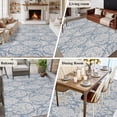 thumbnail image 6 of Retro Ethnic Style Flowers Blue Washable Area Rug 5 x 7 ft , Soft Non Slip Rugs Stain Repellent Indoor Felt Carpet for Living Dining Room Bedroom Home Office, 6 of 9