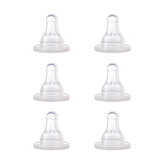 Silicone Baby Bottle Nipples, Slow Flow, 6 Pack