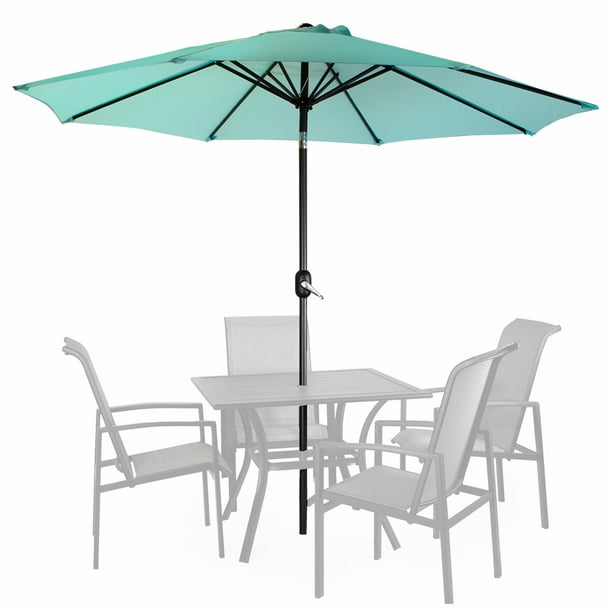 Barton 9ft Outdoor Patio Umbrella Tilt Adjustable Wind Vent UV-Resistant  Hand Cranking, Aqua