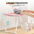 thumbnail image 2 of Foldable Laptop Desk,Height Adjustable,with USB/Storage Drawer/Cup Holder/Tablet Stand/Book Shelf for Reading,Writing,Eating,Watching,Pink, 2 of 7