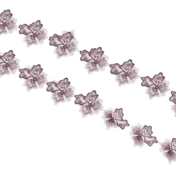 15yds Cinta de Borde de Flores Bordadas Cordón de Ajuste Costura de Artes DIY para Vestido Nupcial Decoración de Hogar Blanco púrpura Soledad Ajuste del borde del cordón