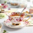 thumbnail image 3 of 7 Unids / set Juegos de Té de Cerámica Inglesa Blanca Simple, Tetera, Tazas de China de con s a Juego de Soporte de Metal, Juego de Té de Floral Soledad Taza de té clásica, 3 of 10