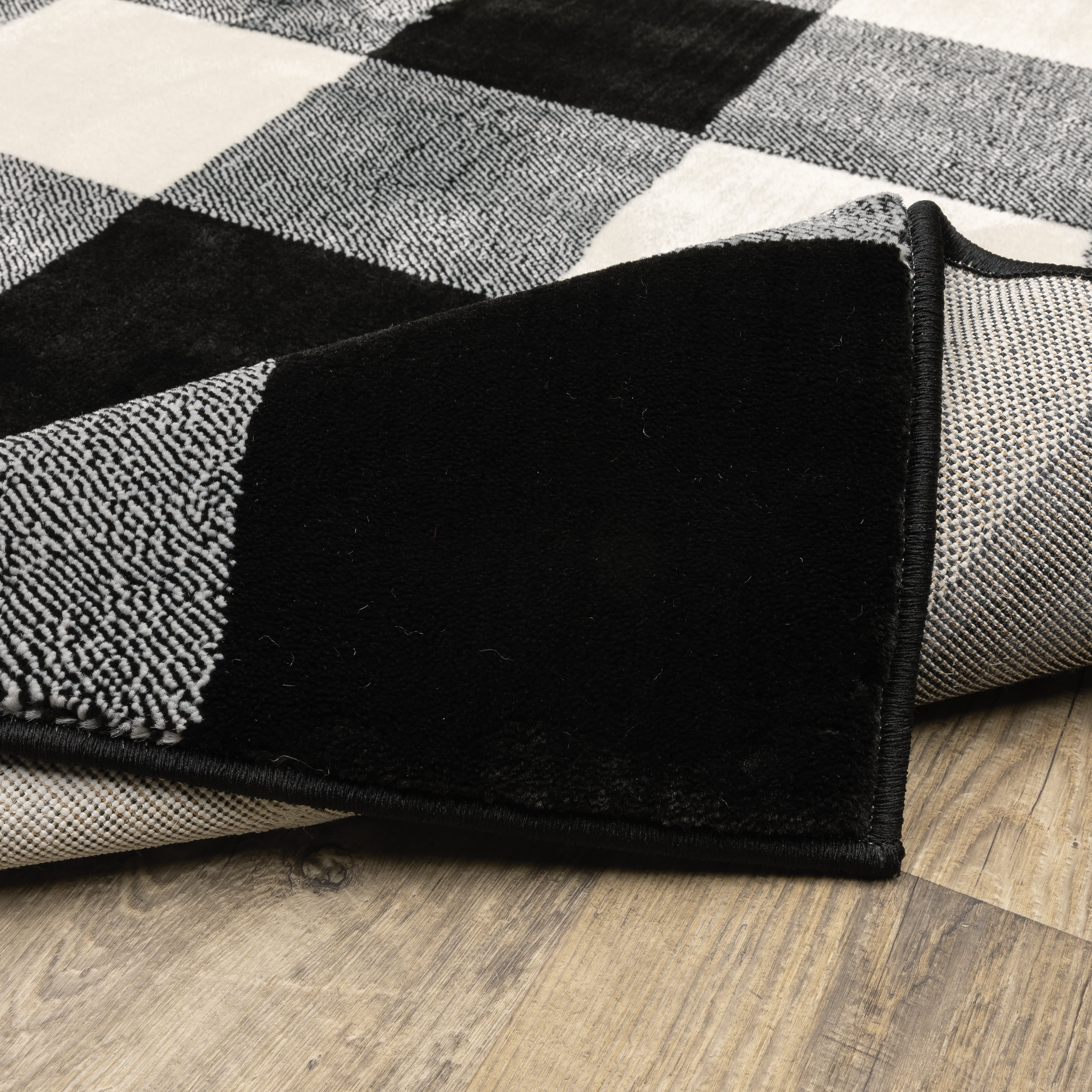 Avalon Home Gracie Gingham Plaid Area Rug, 1'10" X 7'6" Runner, Black/ Ivory