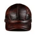 thumbnail image 6 of Men's Golf Genuine Leather Hat Male Winter Real Cow Skin Casual Wear Baseball Caps Outdoors Korean Plate Flying Hats ,Classic Vintage, 6 of 9