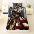 thumbnail image 3 of Manfei Motorcycle Silhouette Twin Sheets,Vintage American Flag Bedding,Blue Red White,3 Pieces,1 Fitted Sheet and 1 Pillowcase, 3 of 6