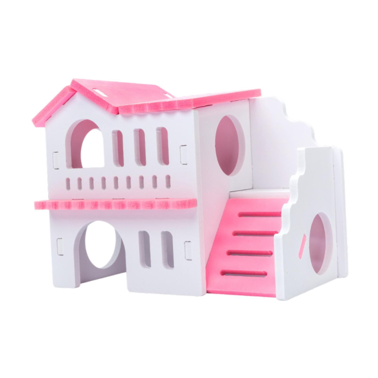 Bothyi Small Animal Hideout Exercise Toys Two Layers Hut for Gerbil Assemble Easily red white