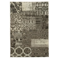 Jewel Power-Loomed Multi-Pattern 2' x 3' Rug, Black