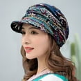 thumbnail image 4 of Eoperou Short Brim Warm Foldable Earflap Women Cap Ethnic Style Floral Print Autumn Winter Hat Daily Clothing, 4 of 7