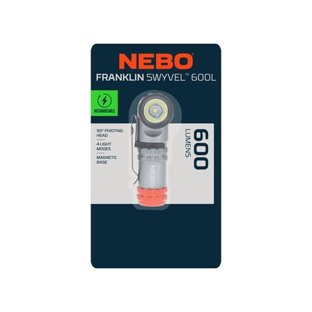 NEBO Franklin Swivel 600 Lumen COB LED Gray Rechargeable Handheld Work Light