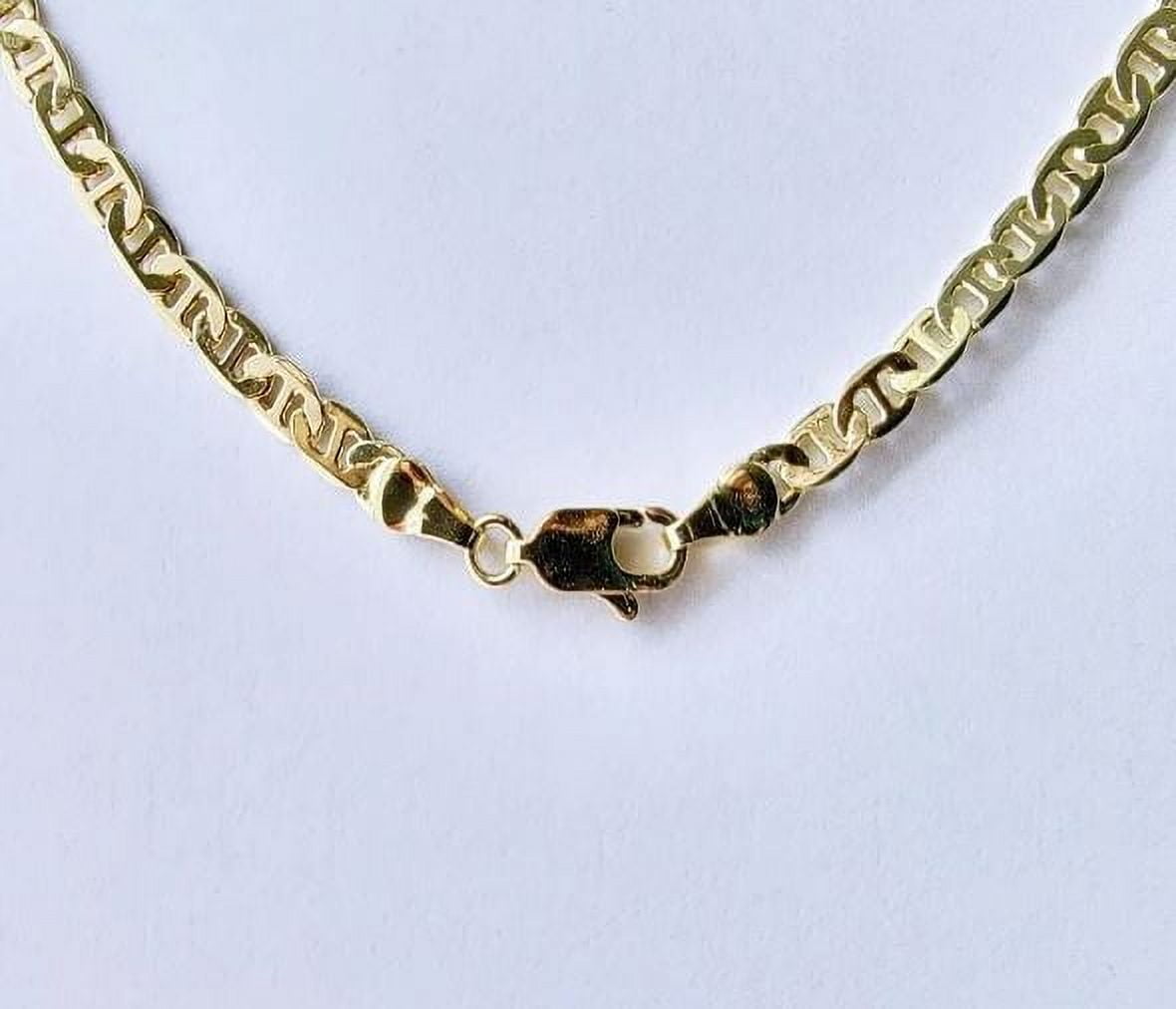 14k Bonded Gold Necklace with Tiny Bling Cross Pendent, Best Christmas Unisex Gift for Women, Men Mother, Father, Girlfriend, Boyfriend, Her, Him, Mariner Chain with Charm by Artisan Jeweler