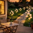 thumbnail image 6 of Rirool Solar Pink Hydrangea Flower Stake Lights, 3-Head Warm White LED Outdoor Waterproof Garden Pathway Lights for Yard Lawn Patio, Romantic Dusk-to-Dawn Landscape Decor, 2 Pack, 6 of 8